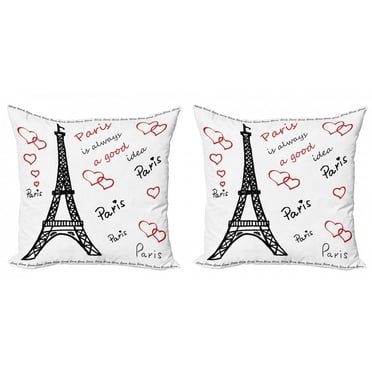 Embroidered Accent Pillows "Paris" Set of 2 Small/Cute: 8 1/2" x 5 1/2" Embroidered Accent Pillows "Paris" Set of 2 Small/Cute: 8 1/2" x 5 1/2"